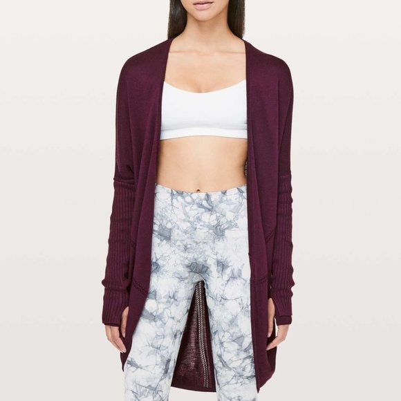 Lululemon Call In Cozy Wrap Burgundy Long Line Cardigan Size 2 - Picture 1 of 10